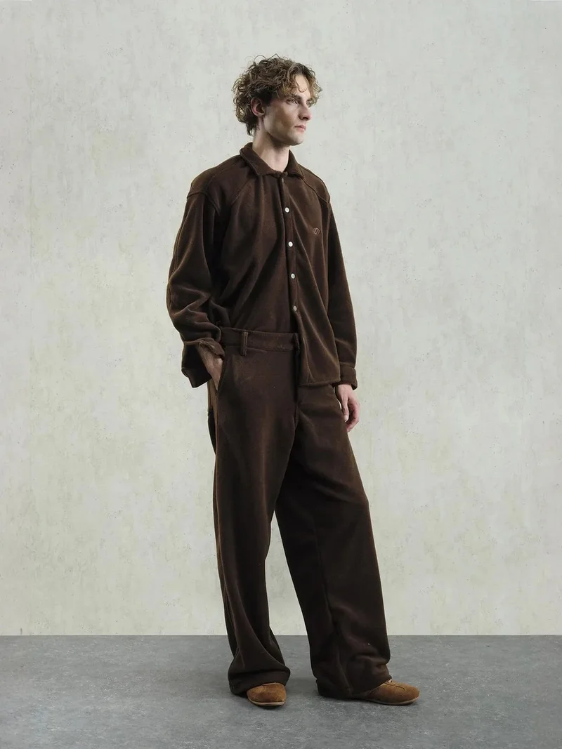 Giesto Beaver Brown GIESTO Plush Textured Button-Up Shirt for Men | Best Price UAE